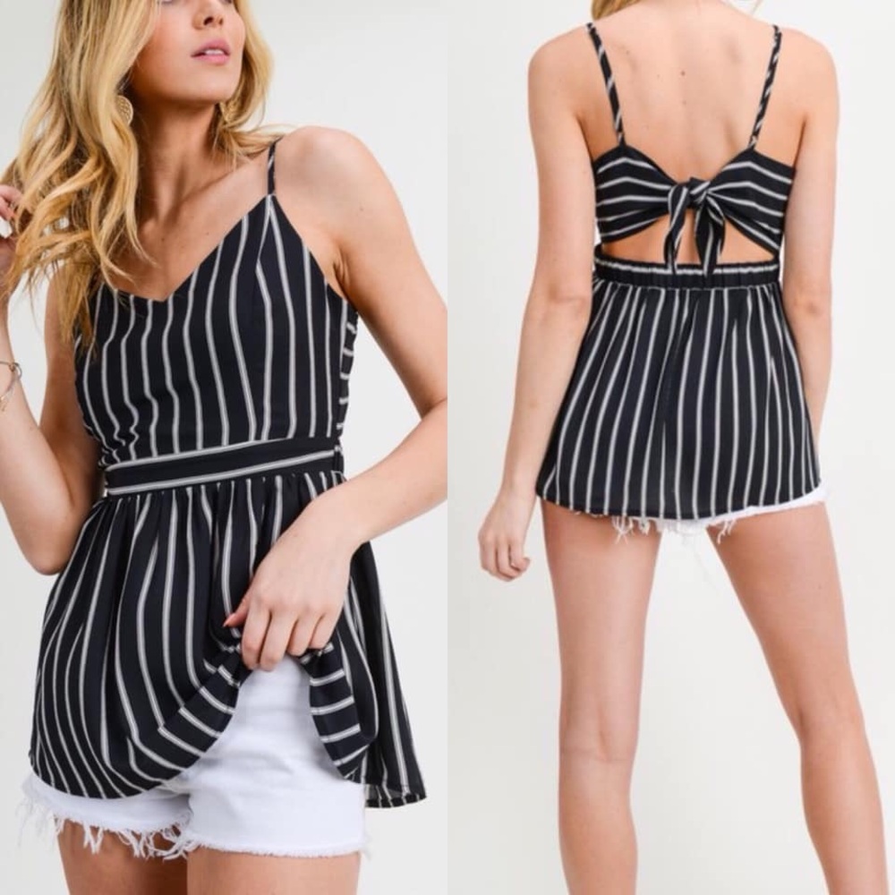 Stripe top with tie back
